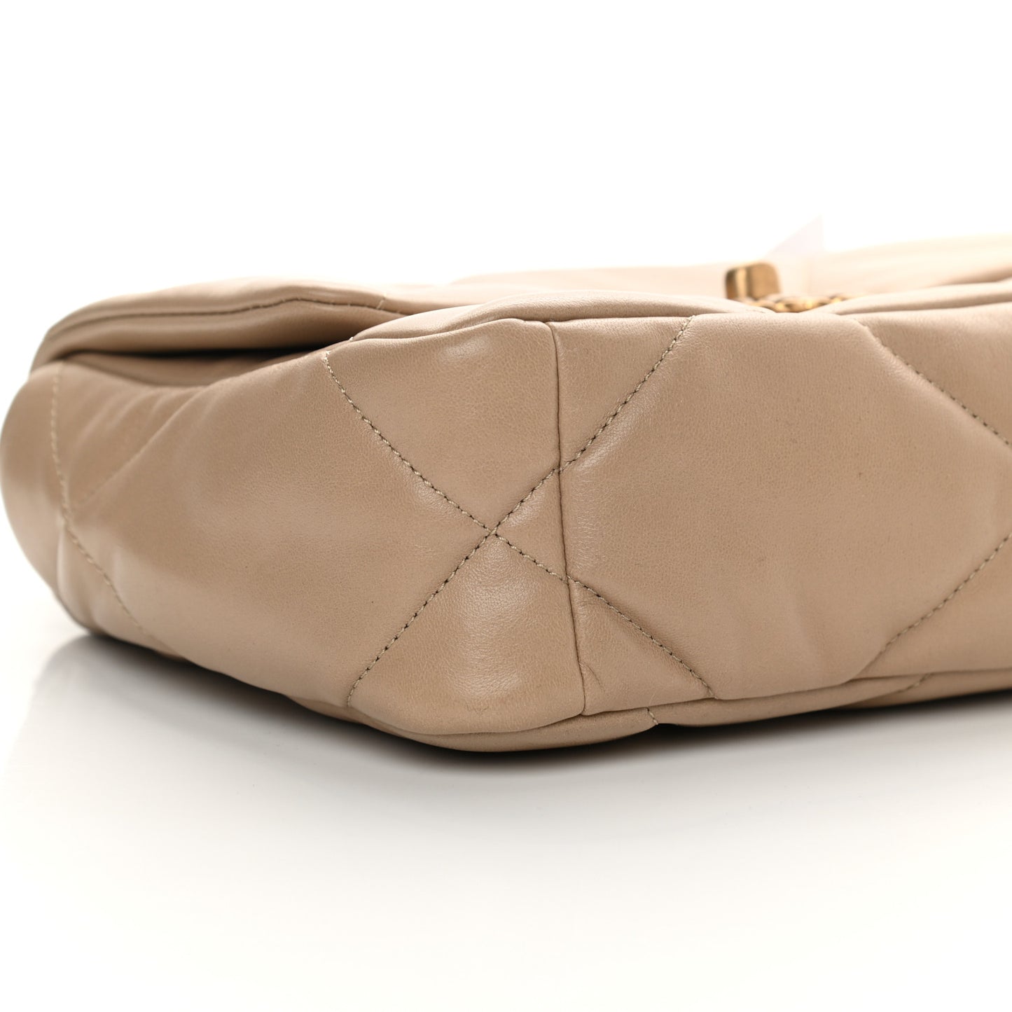 Lambskin Quilted Medium Chanel 19 Flap Dark Beige