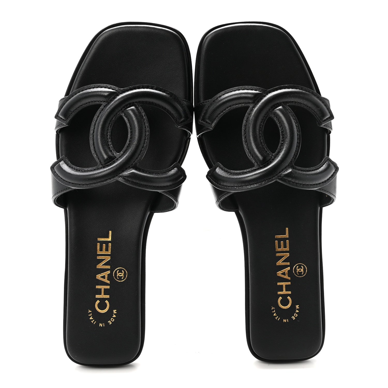 Chanel Lambskin CC Cut Out Mules Sandals 36 Black 2 of 10