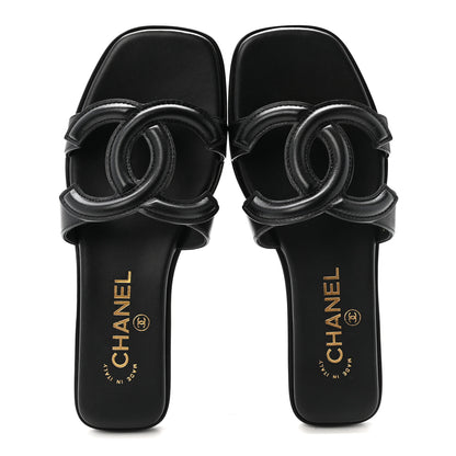 Chanel Lambskin CC Cut Out Mules Sandals 36 Black 2 of 10
