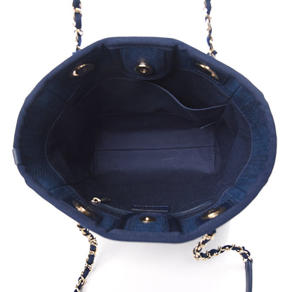 Chanel Mixed Fibers Striped Mini Deauville Tote Navy Blue 5 of 11