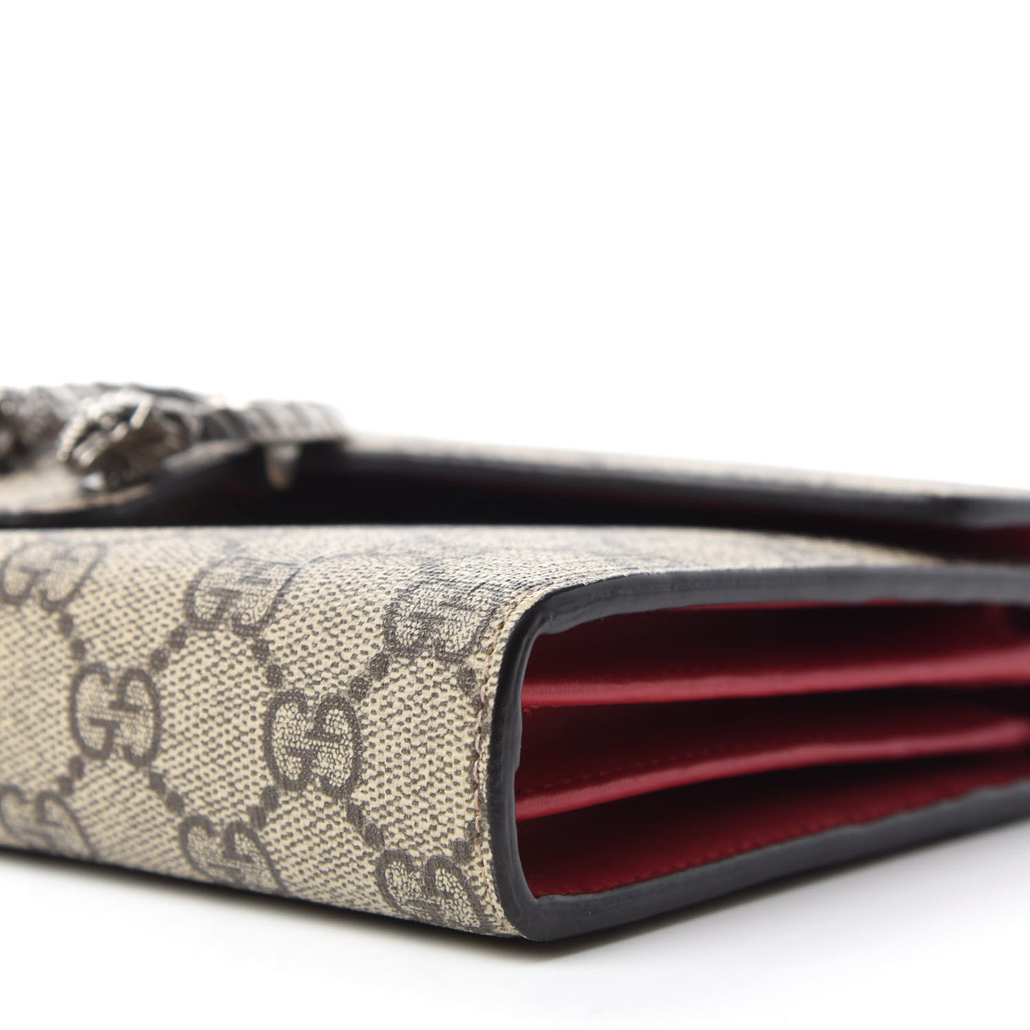 GG Supreme Monogram Mini Dionysus Chain Wallet Beige Vulcanic Red
