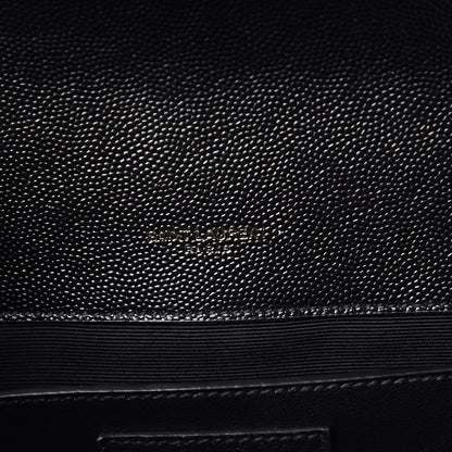 Saint Laurent Grain De Poudre Textured Mixed Matelasse Triquilt Medium Monogram Satchel Black 9 of 9
