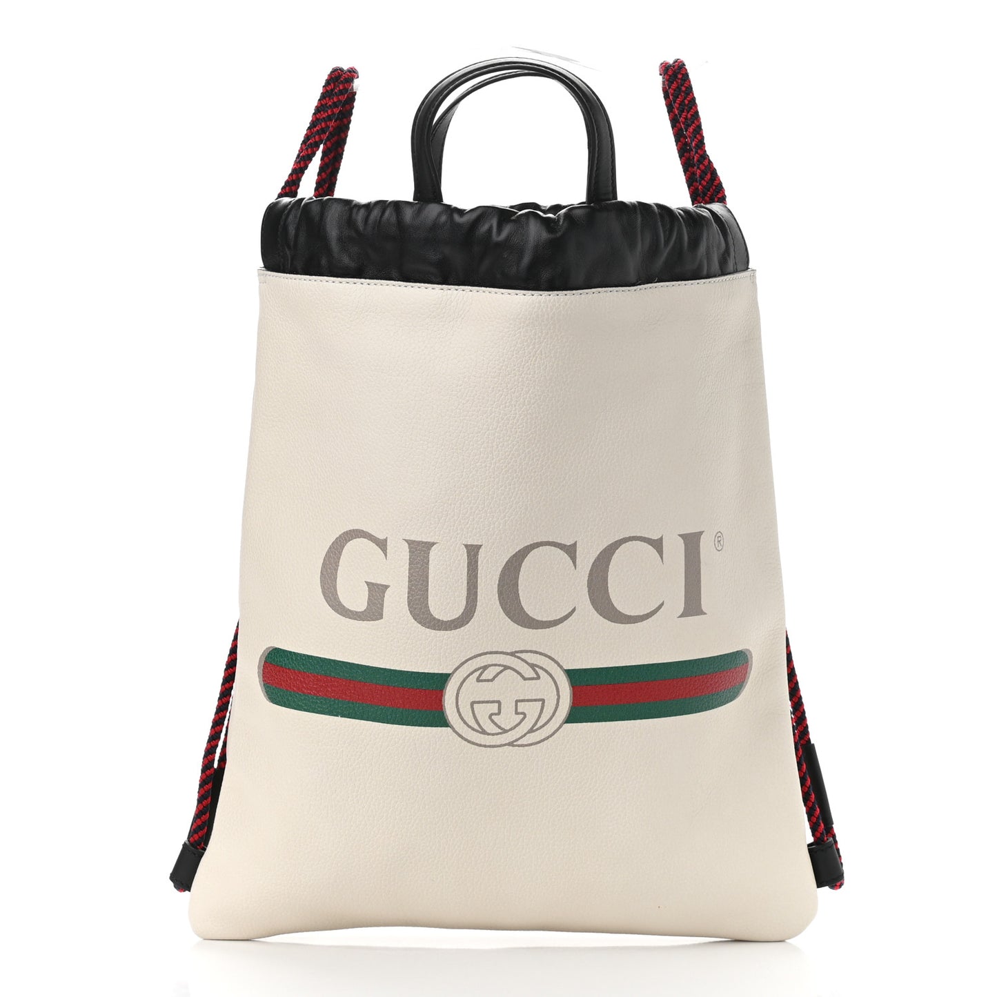 Calfskin Logo Drawstring Backpack Mystic White