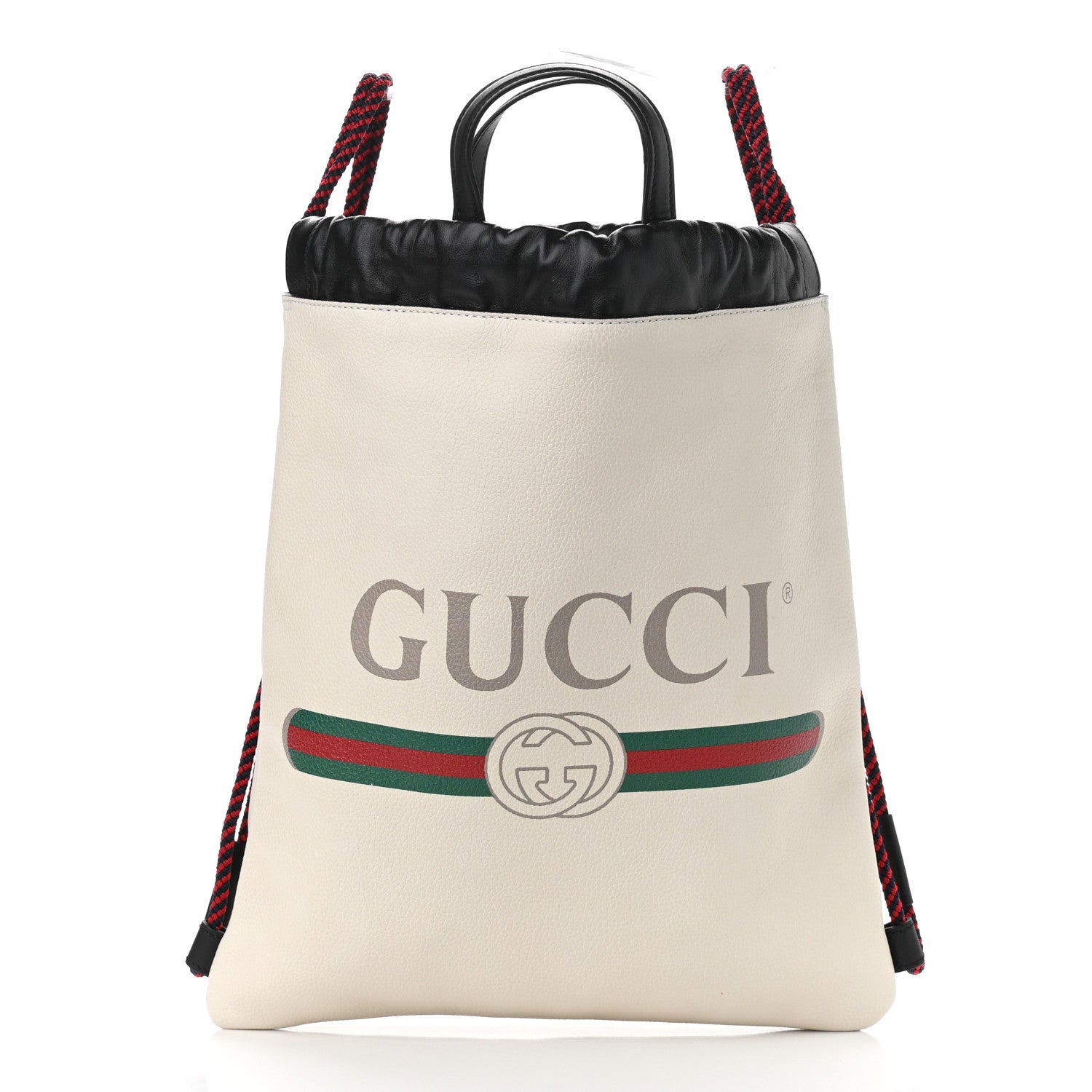 Gucci Calfskin Logo Drawstring Backpack Mystic White 3 of 11