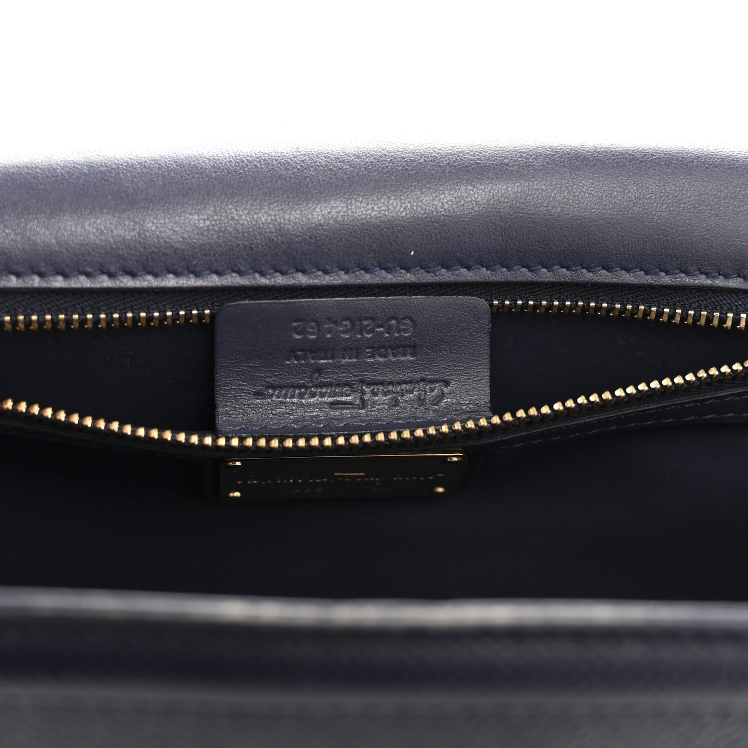 Salvatore Ferragamo Printed Calfskin Ginny Shoulder Bag Navy 7 of 13