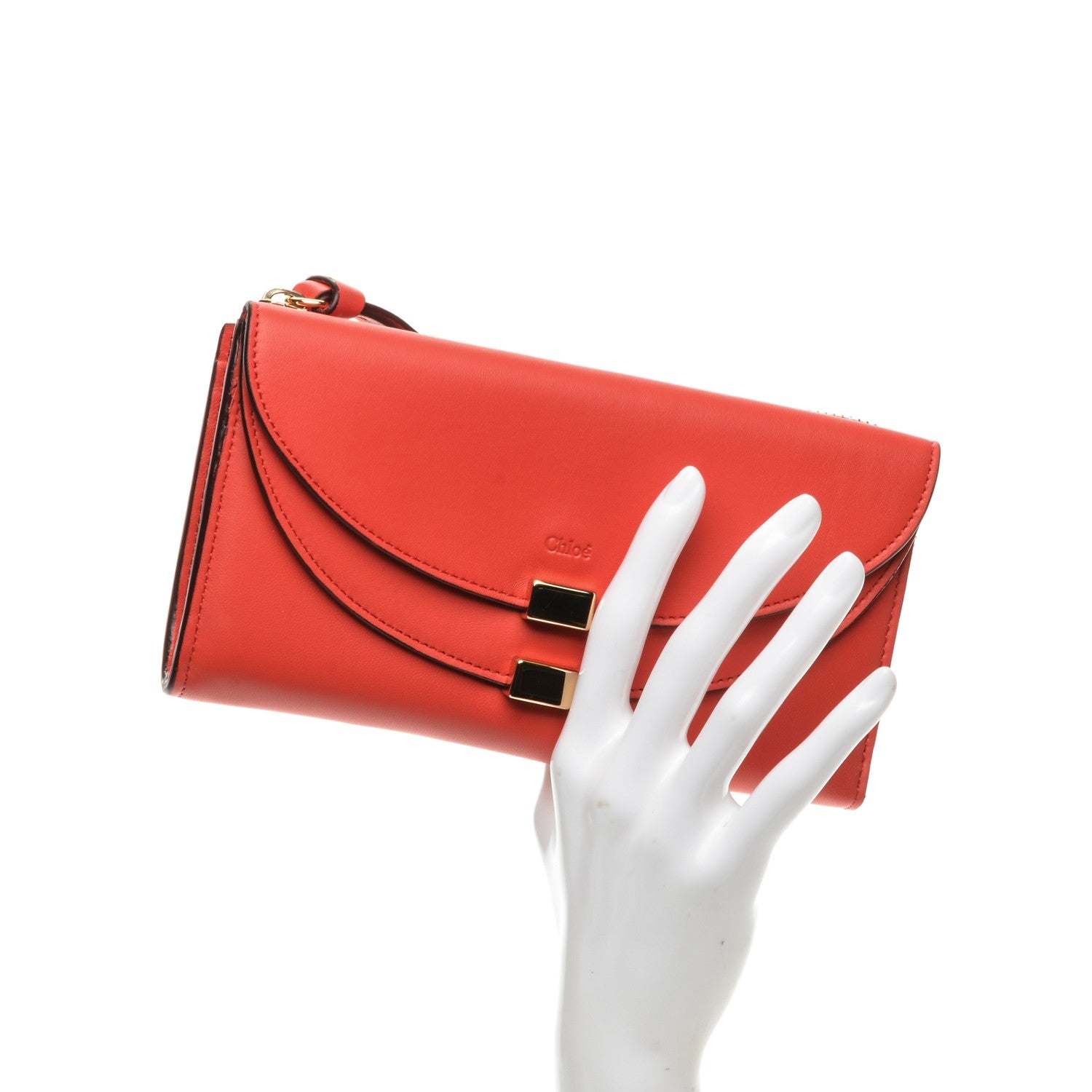 Chloe Calfskin Georgia Flap Wallet Poppy 2 of 9