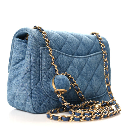 Chanel Denim Quilted Mini Pearl Crush Flap Blue 3 of 11