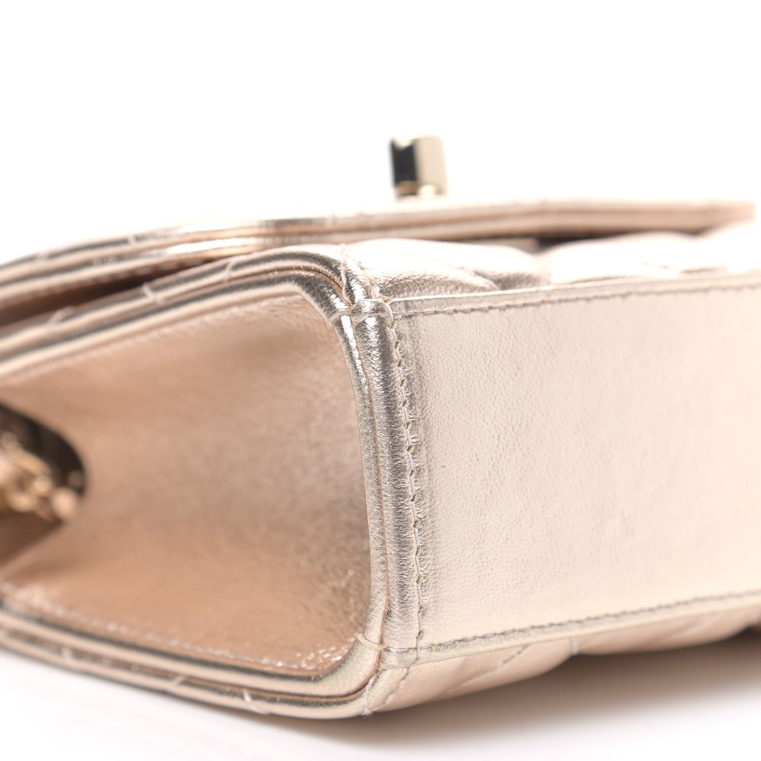 Chanel Metallic Lambskin Quilted Mini Trendy CC Clutch With Chain Gold 8 of 9