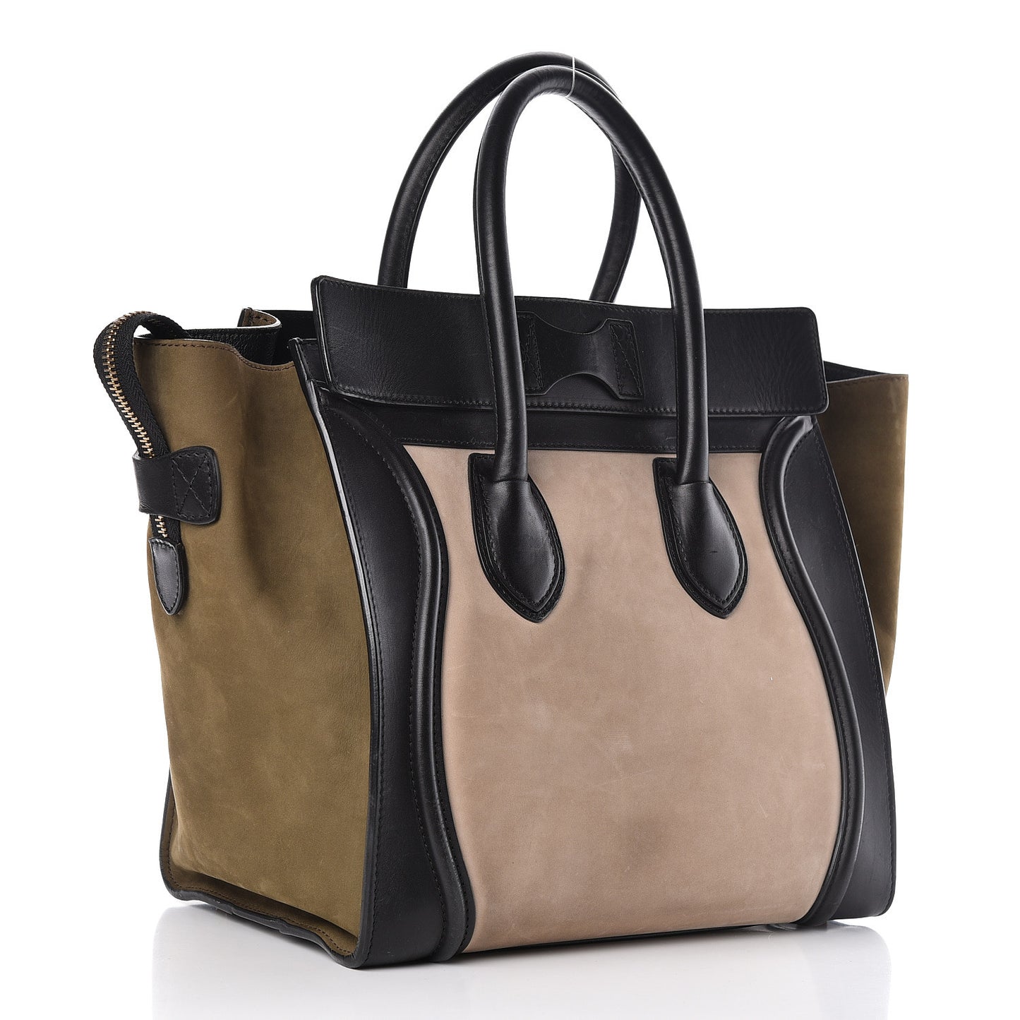 Nubuck Smooth Calfskin Mini Tri-Color Luggage Olive