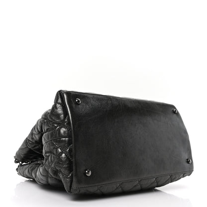 Chanel Metallic Aged Calfskin Quilted Small Chain Me Tote Dark Silver 4 of 10