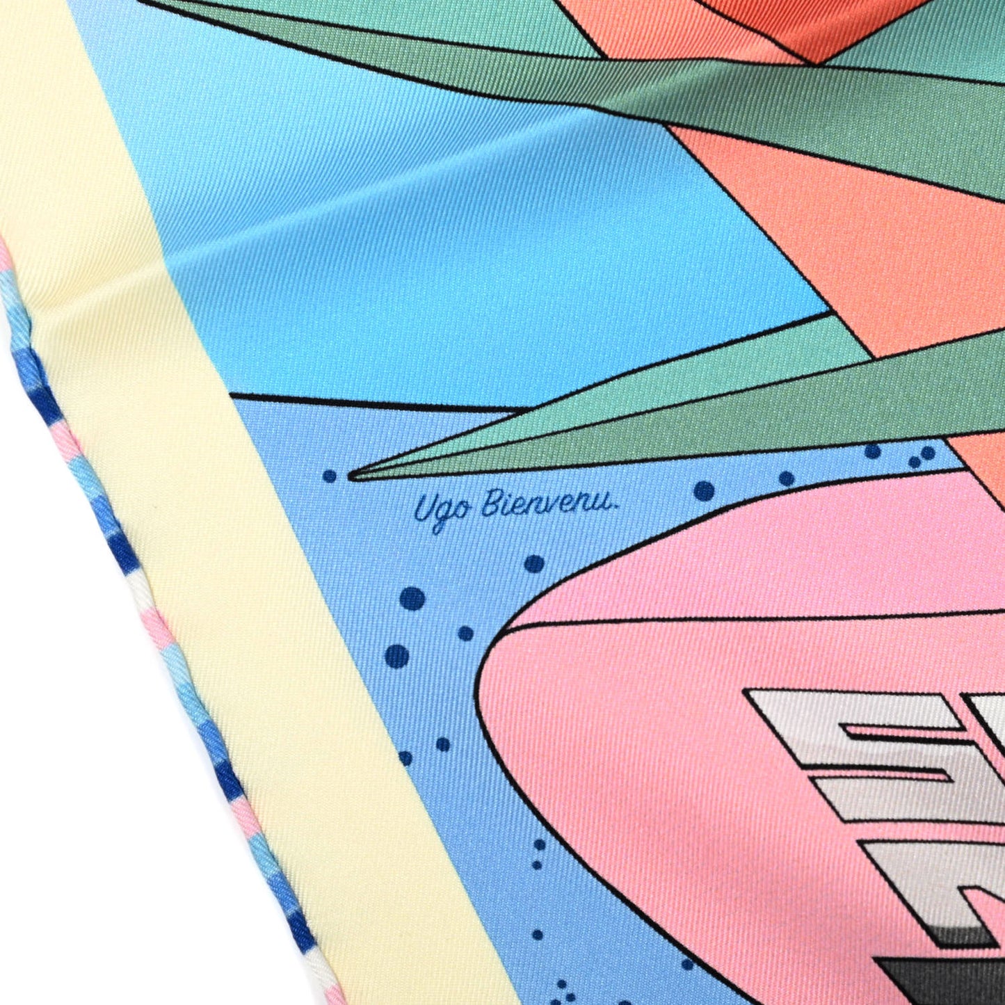 Silk Space Derby Scarf 90 Bleu Ciel Rose Vert Amande