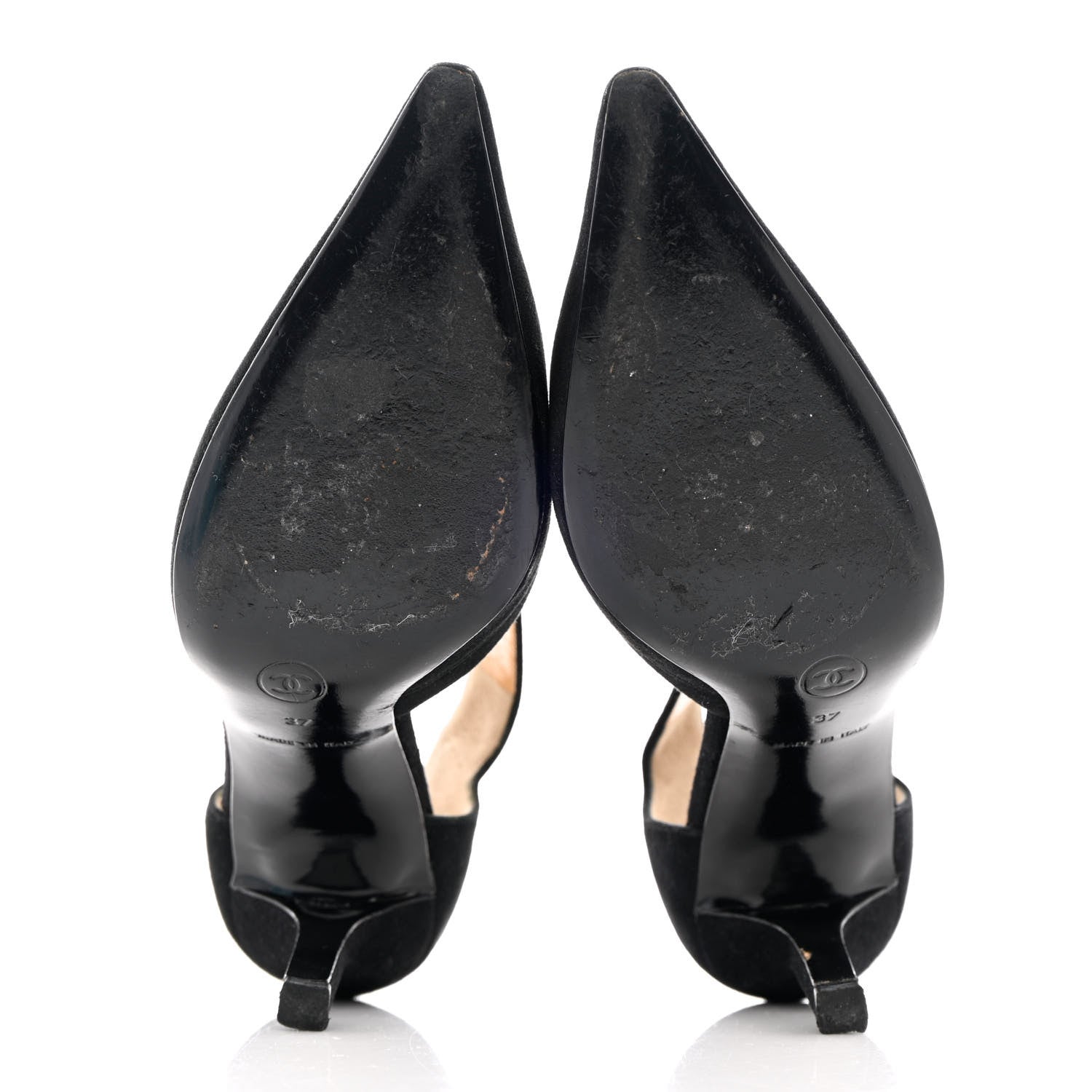 Chanel Suede CC Ankle Strap Pumps 37 Black 5 of 13