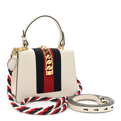 Gucci Calfskin Mini Sylvie Top Handle Bag White 3 of 13