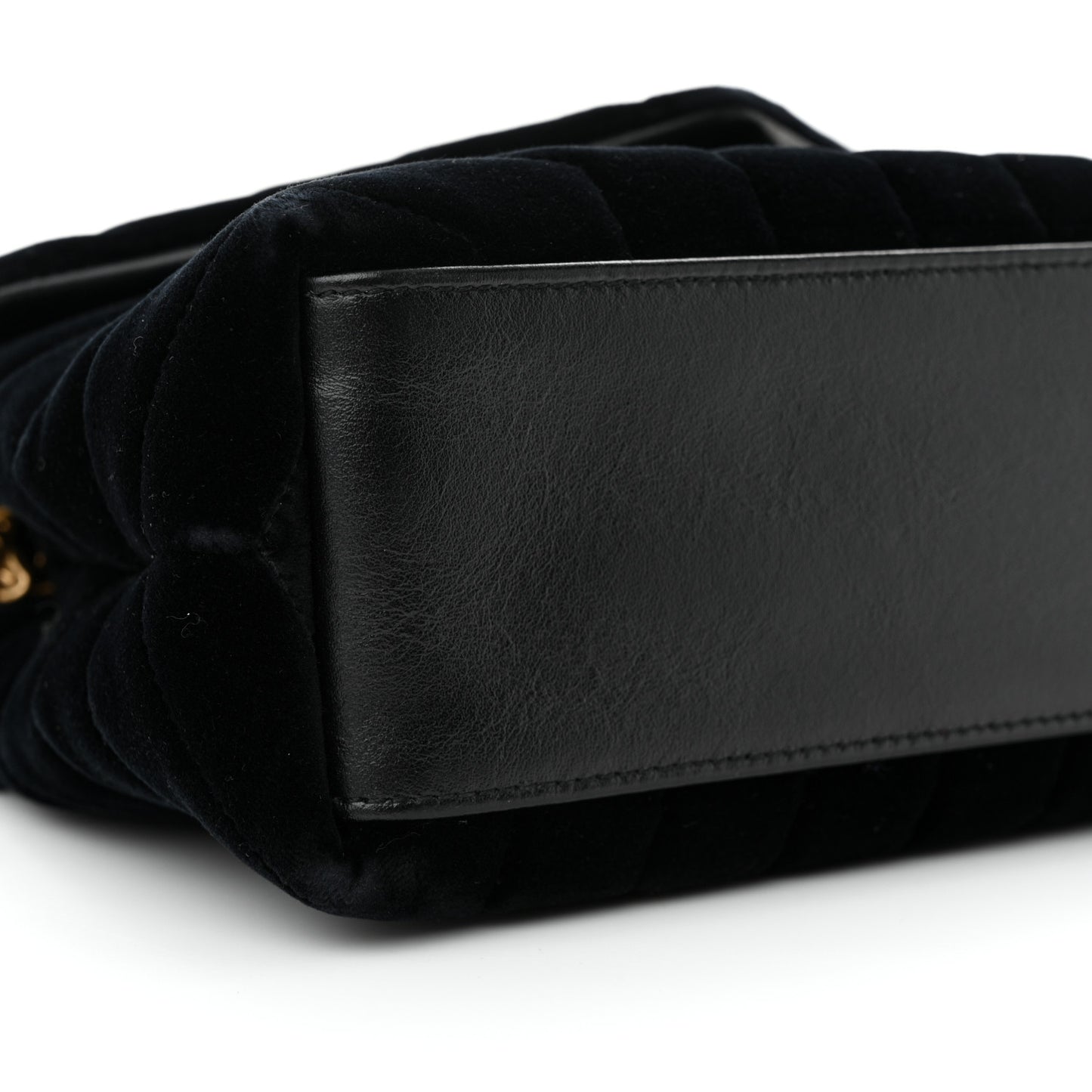 Velvet Y Quilted Monogram Small Loulou Chain Satchel Black