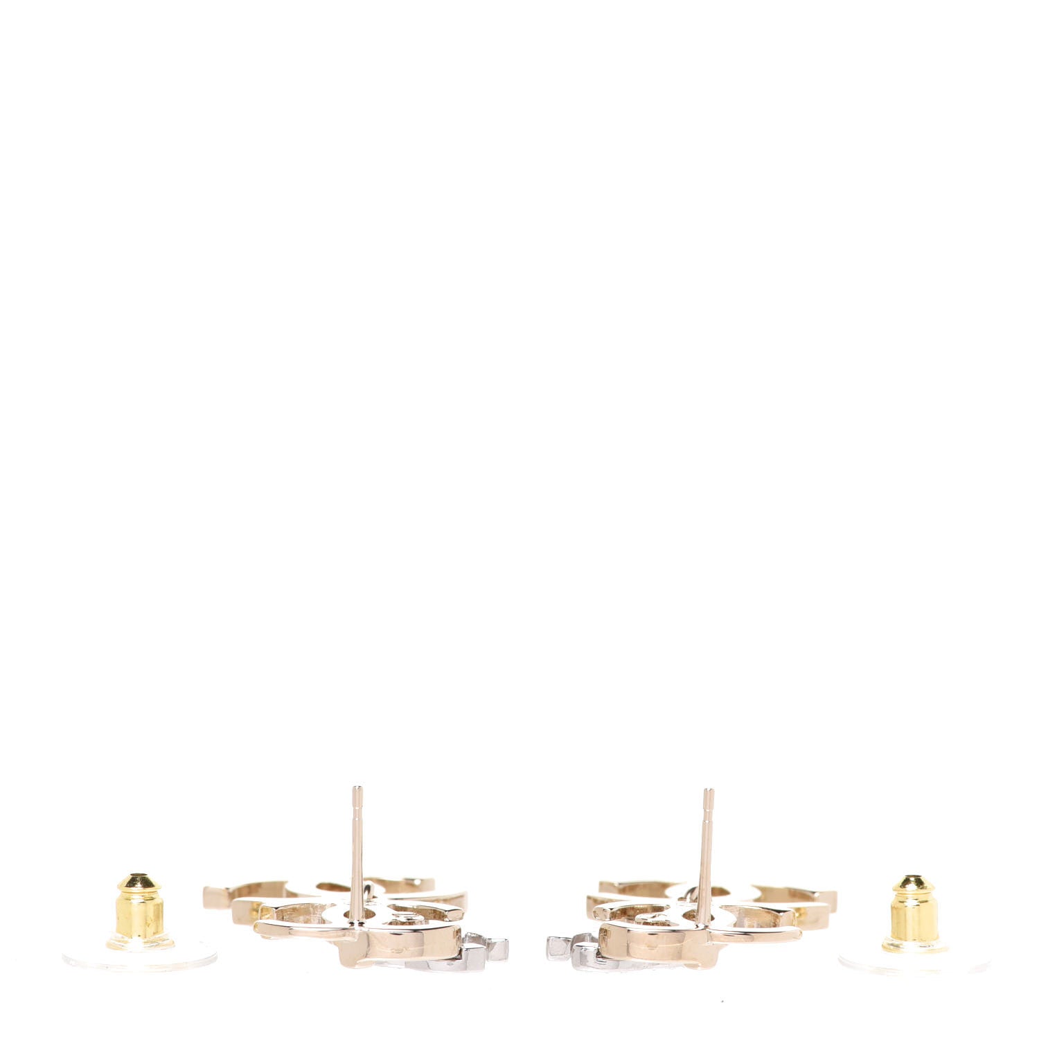 Chanel Crystal Pearl Double CC Drop Earrings Gold Silver 3 of 5