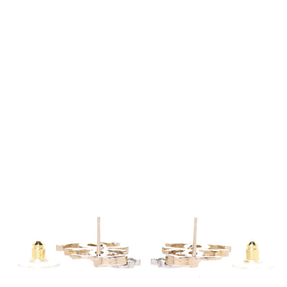 Chanel Crystal Pearl Double CC Drop Earrings Gold Silver 3 of 5