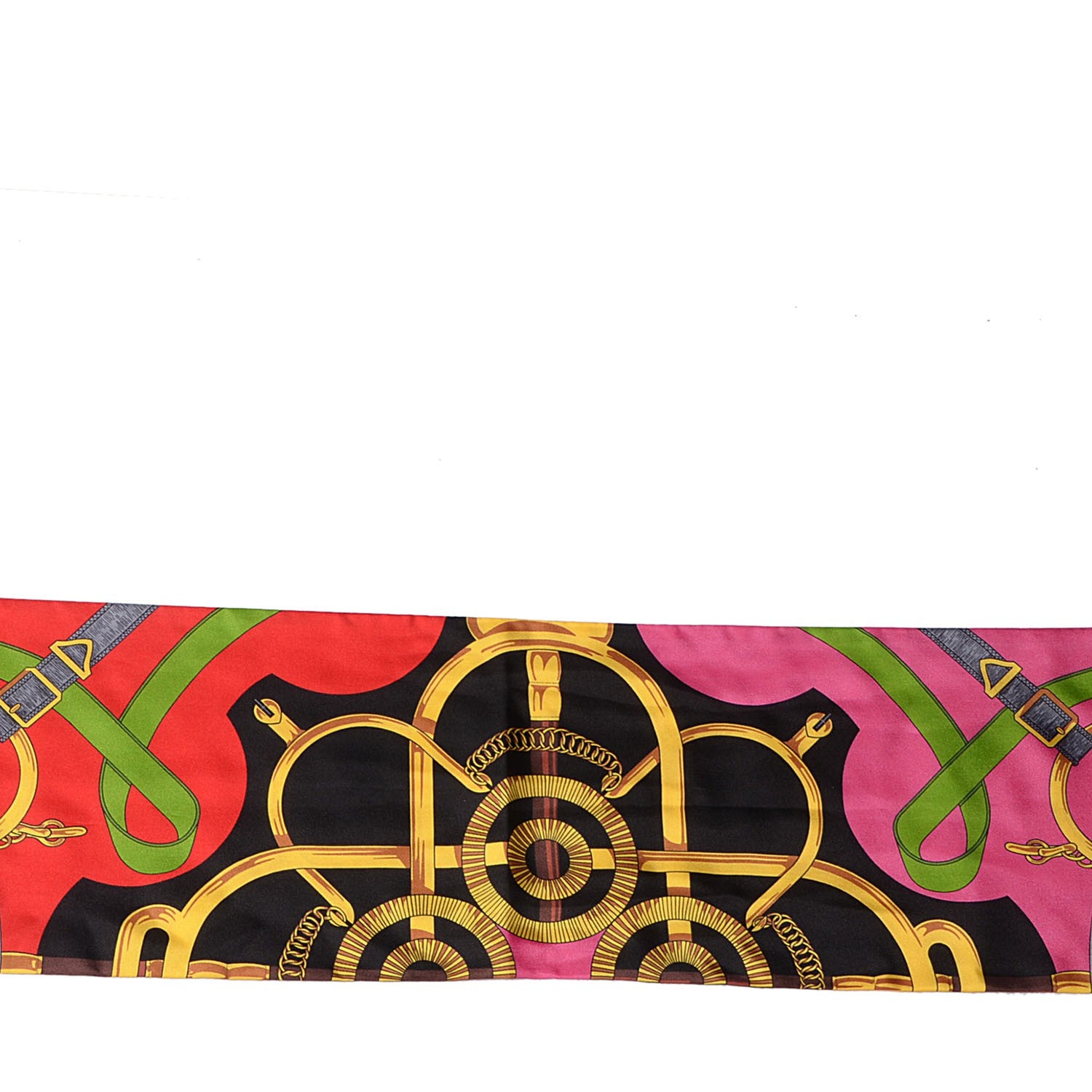 Hermes Silk Eperon D'Or Remix Maxi Twilly Rouge Rose Vif Noir 4 of 8