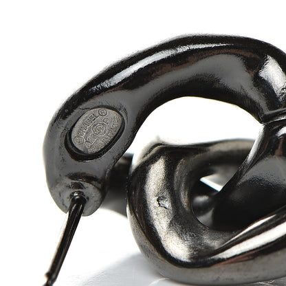 Chanel Metal CC Pick Drop Earrings Ruthenium 4 of 5