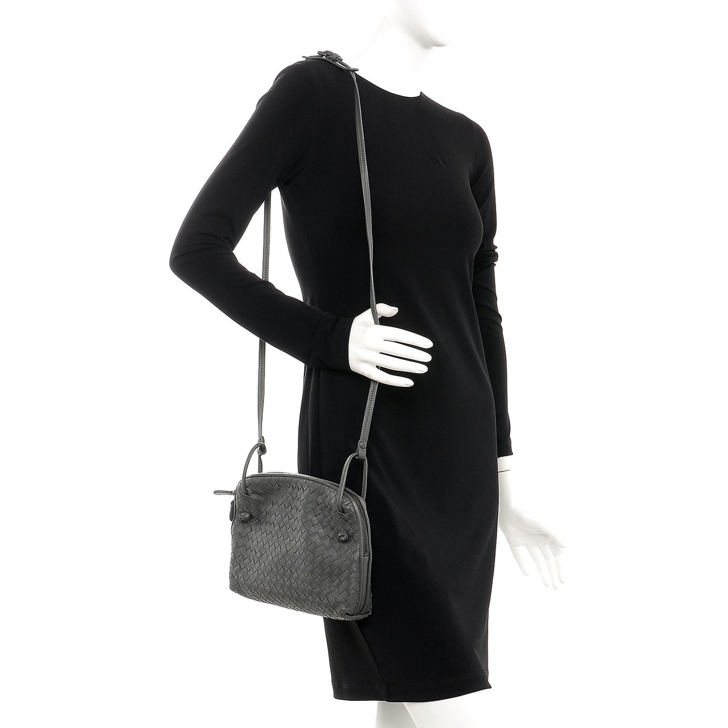 Nappa Intrecciato Pillow Crossbody Messenger Light Grey