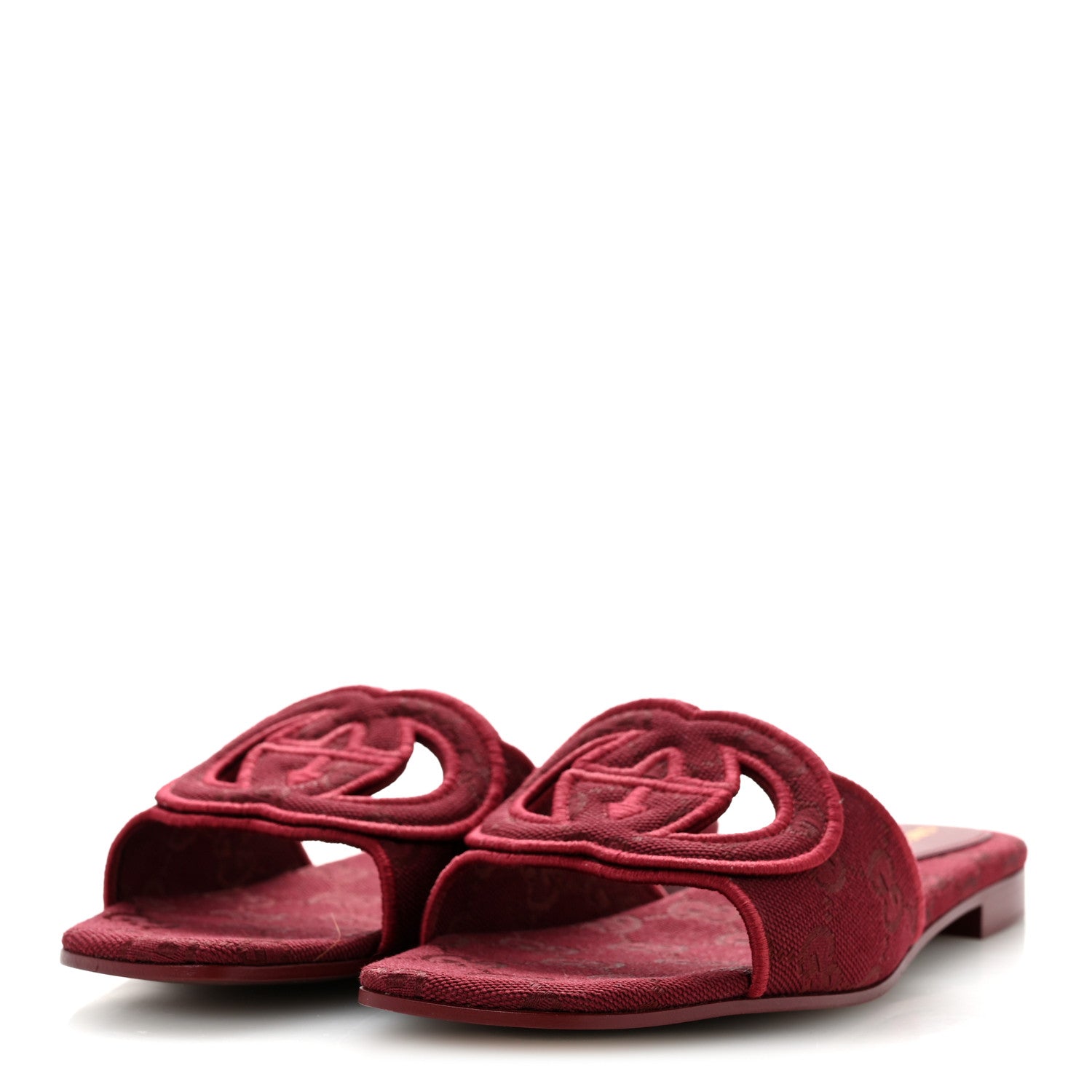 Gucci GG Canvas Interlocking G Cut Out Slide Sandals 37.5 Rosso Ancora 4 of 9