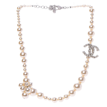 Chanel Pearl Cluster CC Necklace Silver 3 of 7