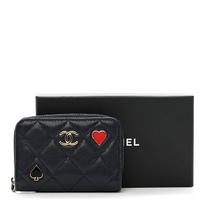 Chanel Caviar Enamel Coco Casino Quilted Zip Coin Purse Navy Blue 9 of 9