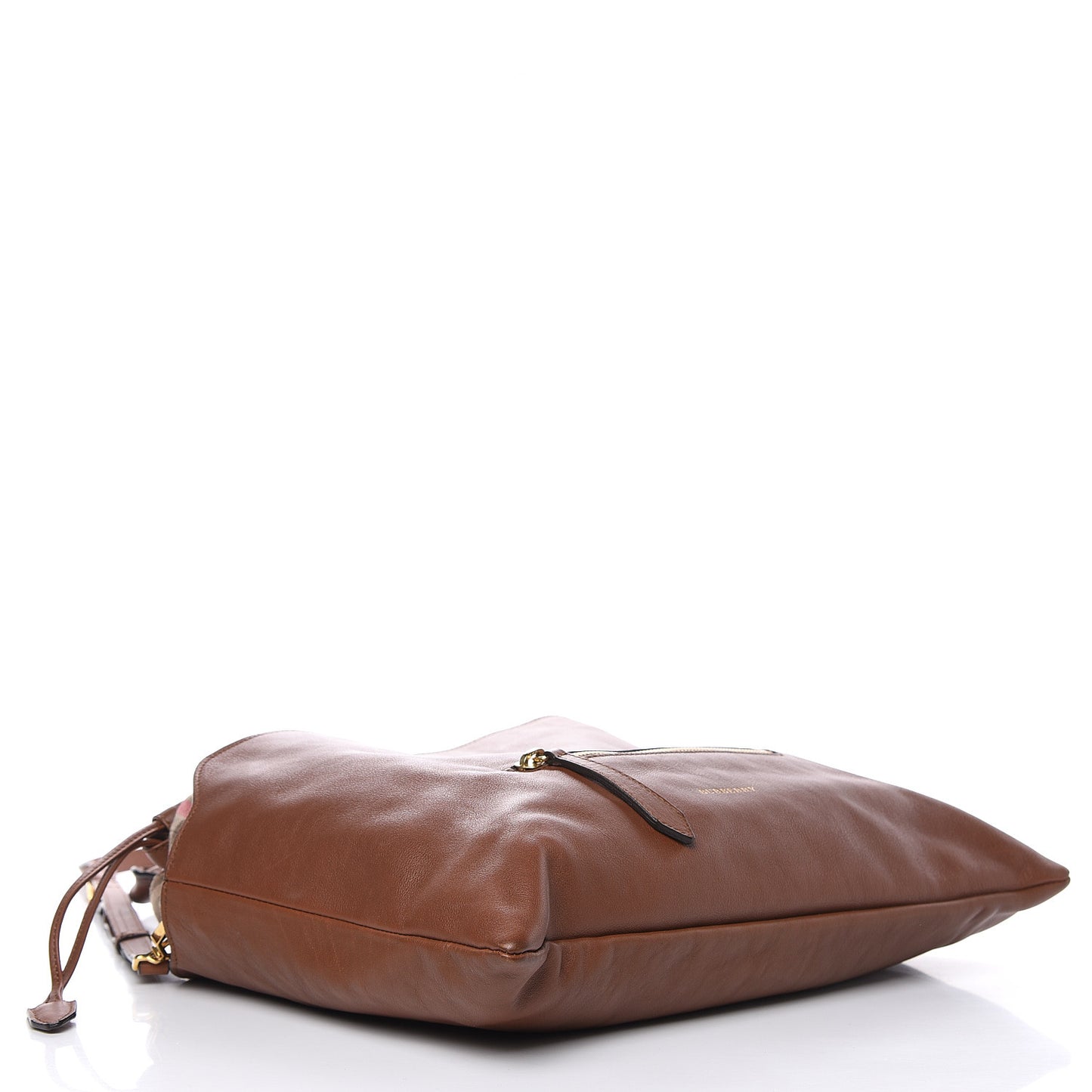 Soft Calfskin House Check Big Crush Tote Brown Ochre