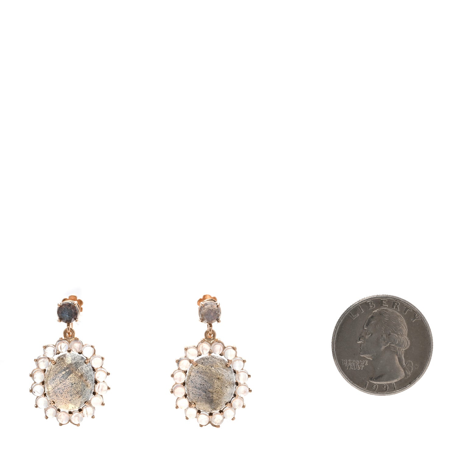 Irene Neuwirth 18K Rose Gold Labradorite Moonstone Drop Earrings 2 of 4