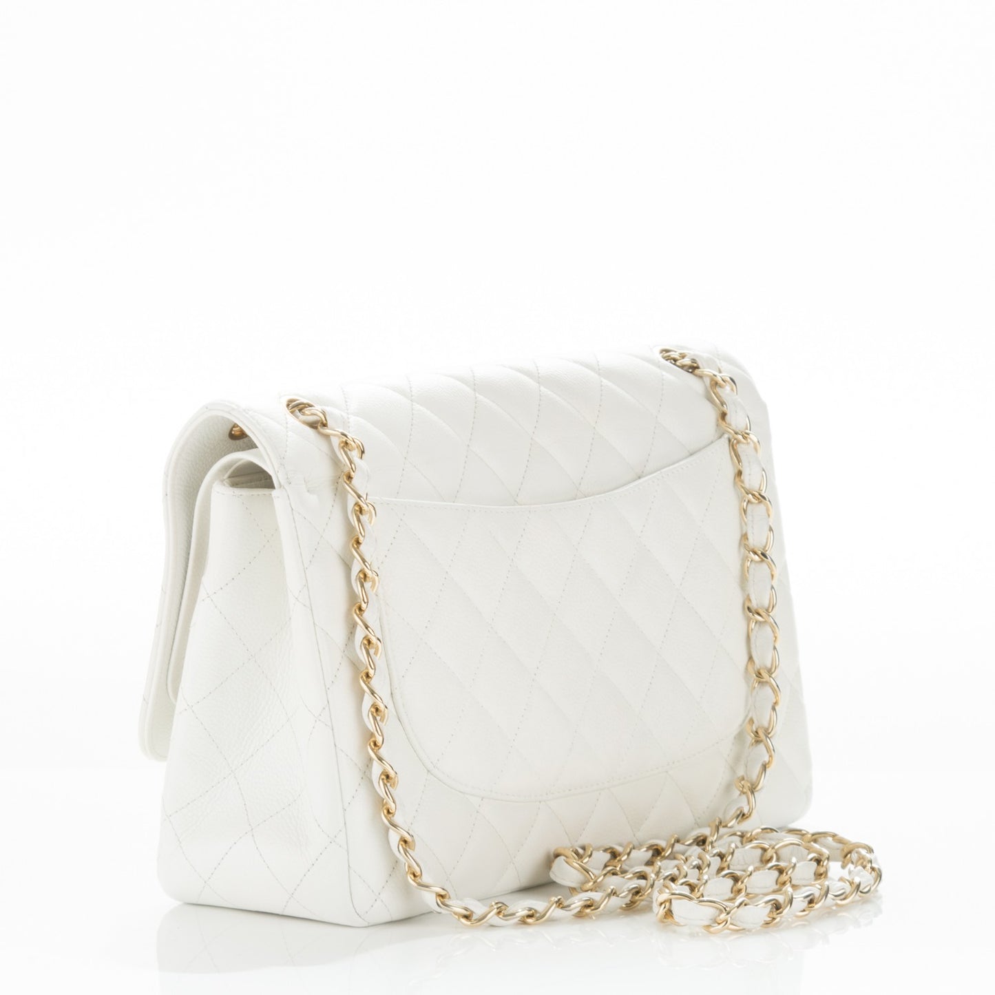 Caviar Quilted Jumbo Double Flap White