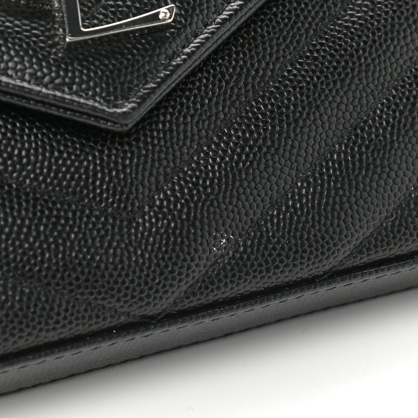 Grain De Poudre Matelasse Chevron Monogram Chain Wallet Black
