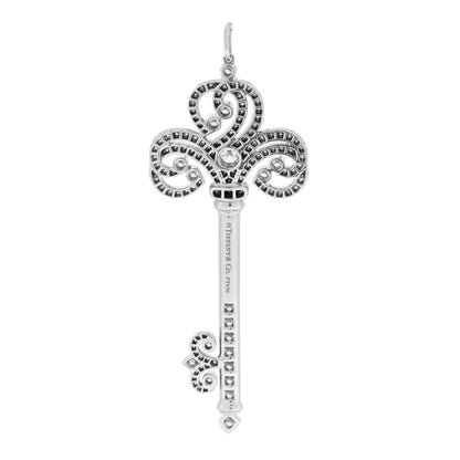 Tiffany Platinum Diamond Enchant Heart Key Pendant 3 of 5