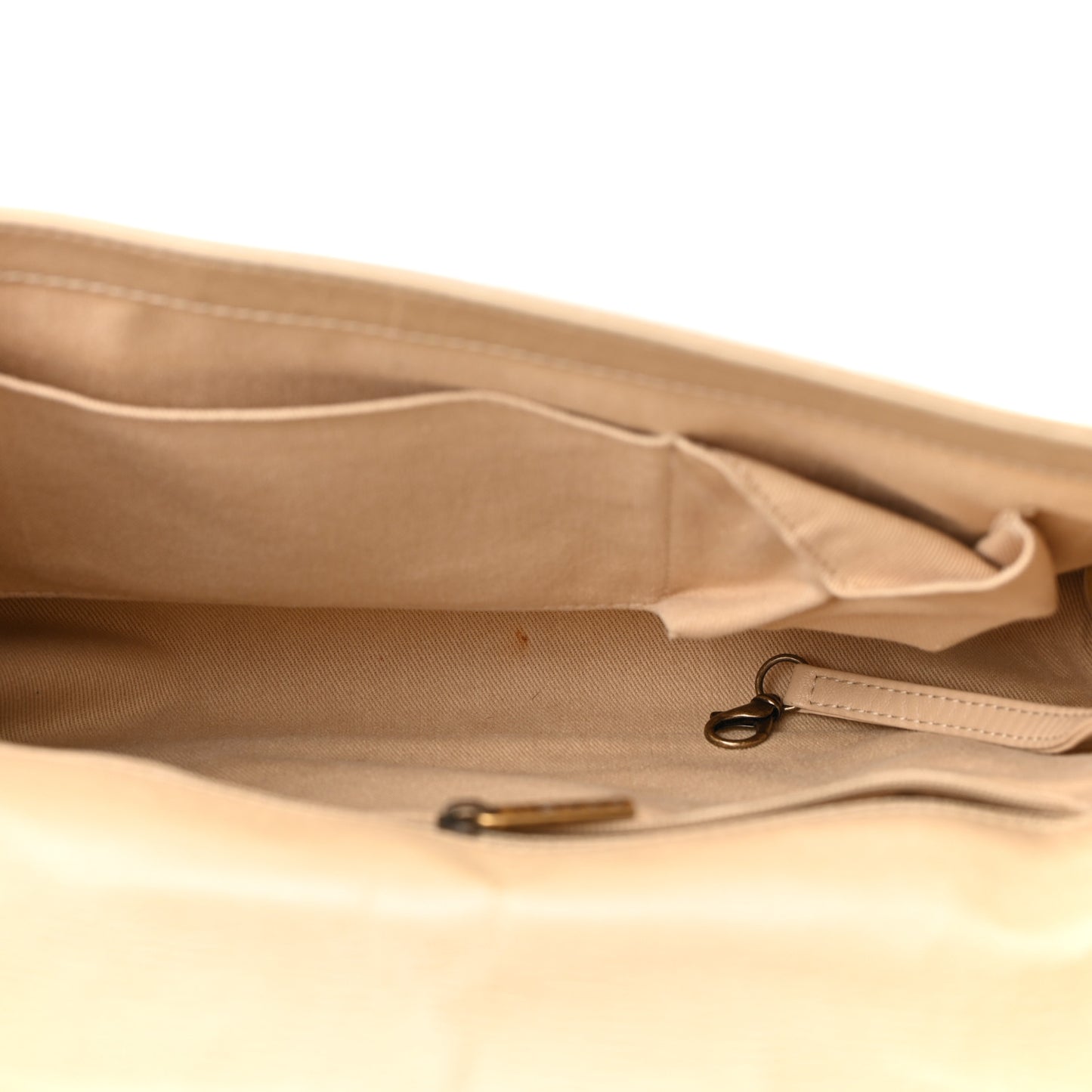 Glazed Calfskin Quilted Large Boy Flap Beige