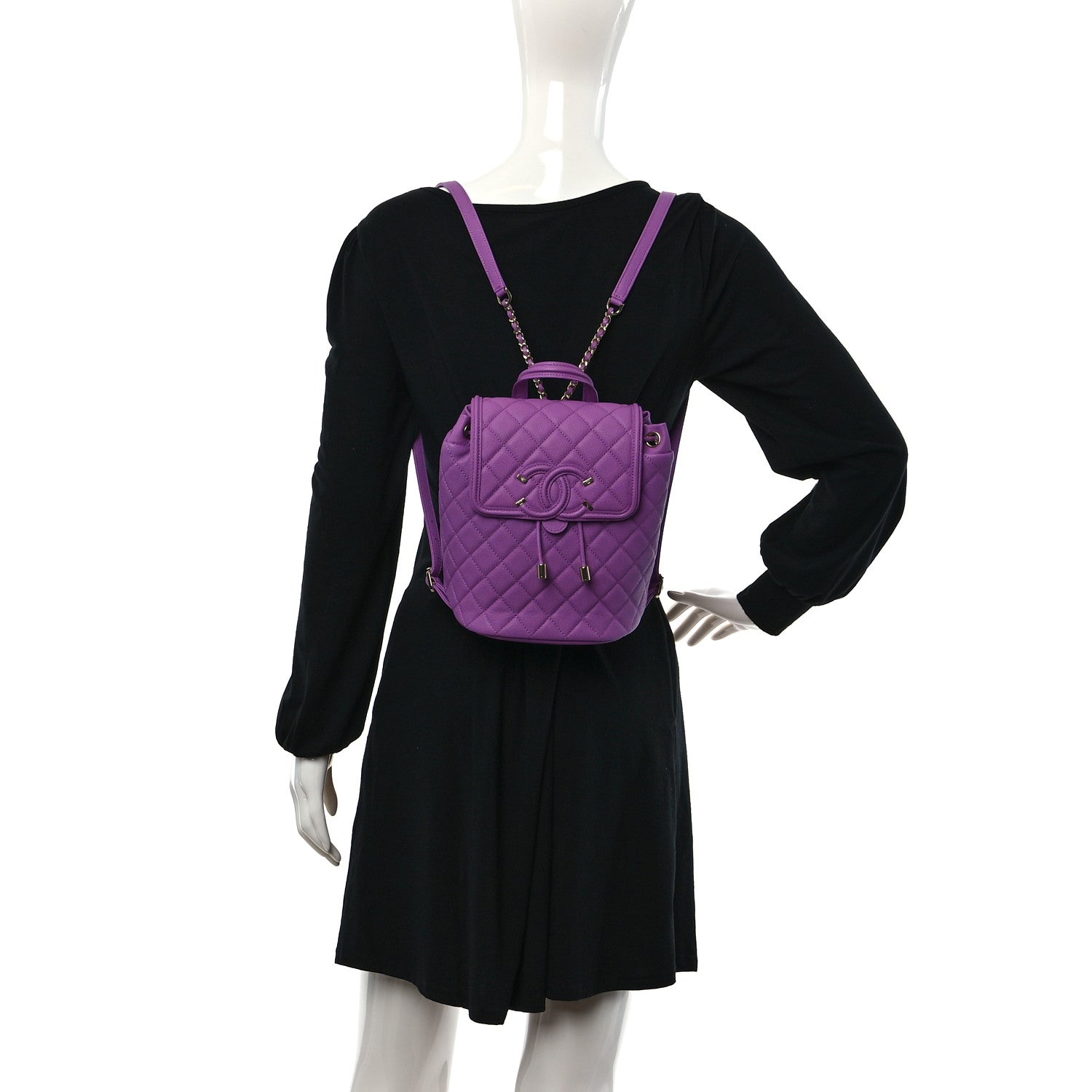 Chanel Caviar Quilted Small Filigree Backpack Purple 2 of 10