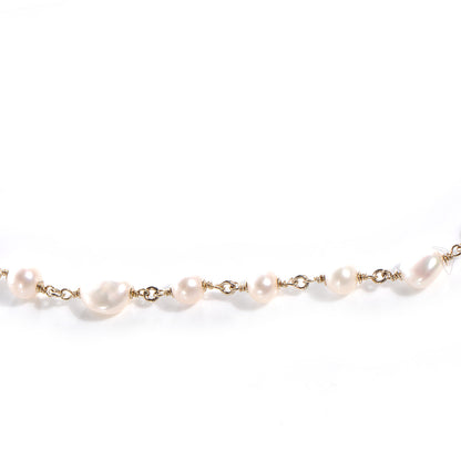 Chanel Pearl Crystal CC Ribbon Necklace Gold 3 of 5