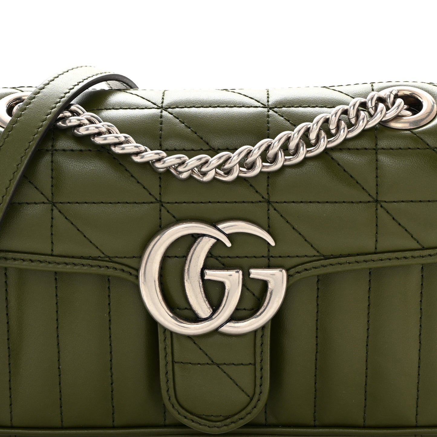 Calfskin Matelasse Aria Mini GG Marmont Shoulder Bag Military Wood