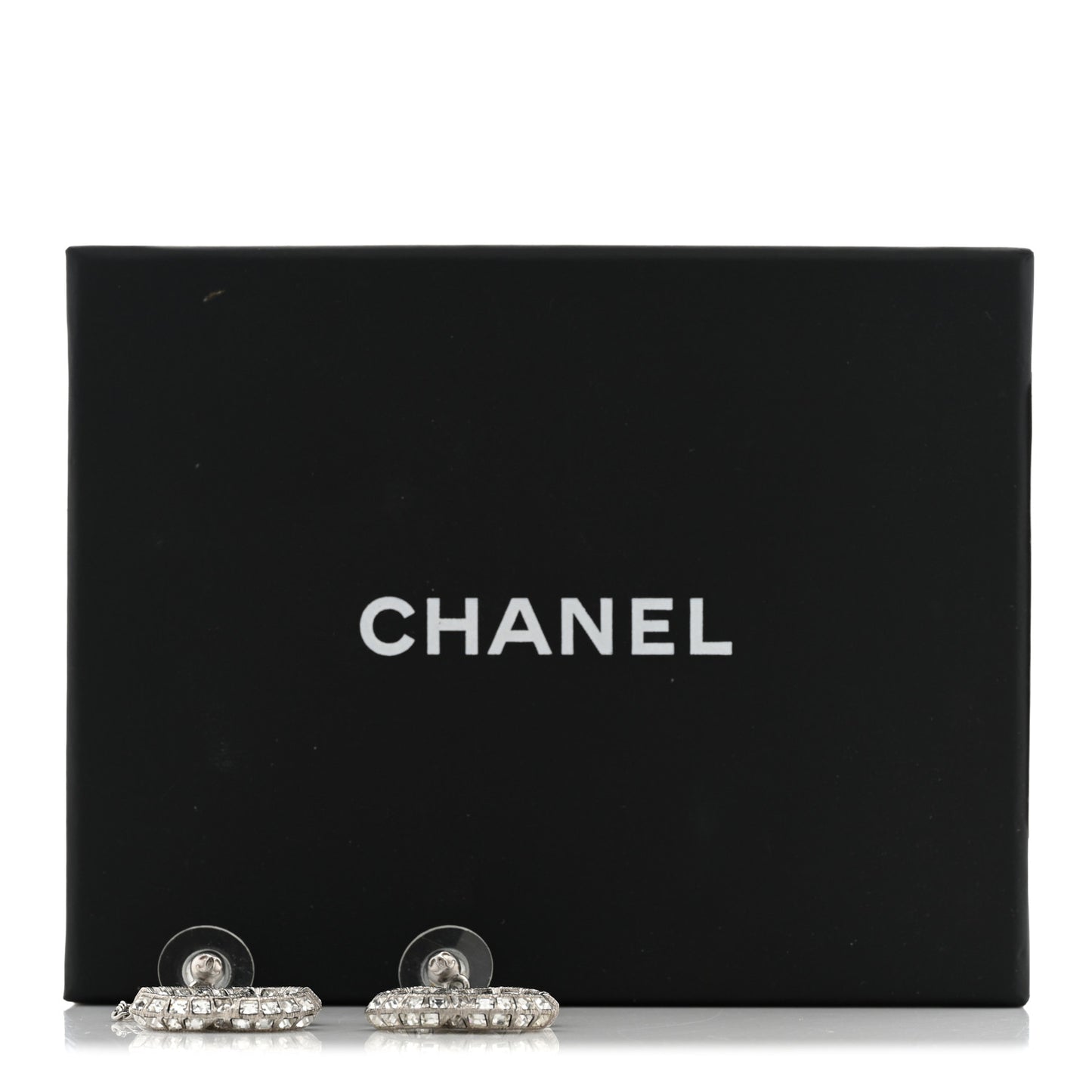 Baguette Crystal CC Drop Earrings Silver