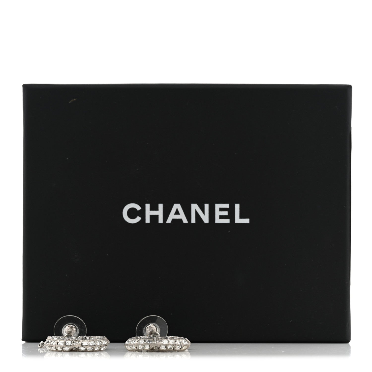 Chanel Baguette Crystal CC Drop Earrings Silver 5 of 5