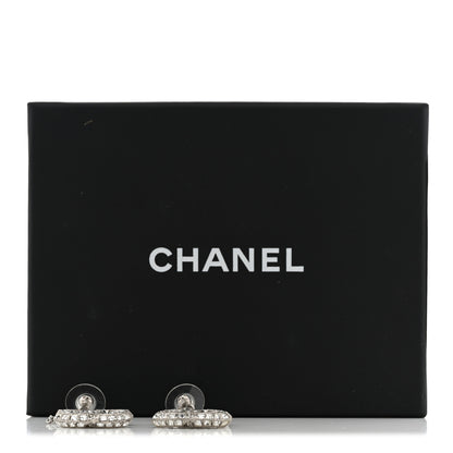 Chanel Baguette Crystal CC Drop Earrings Silver 5 of 5