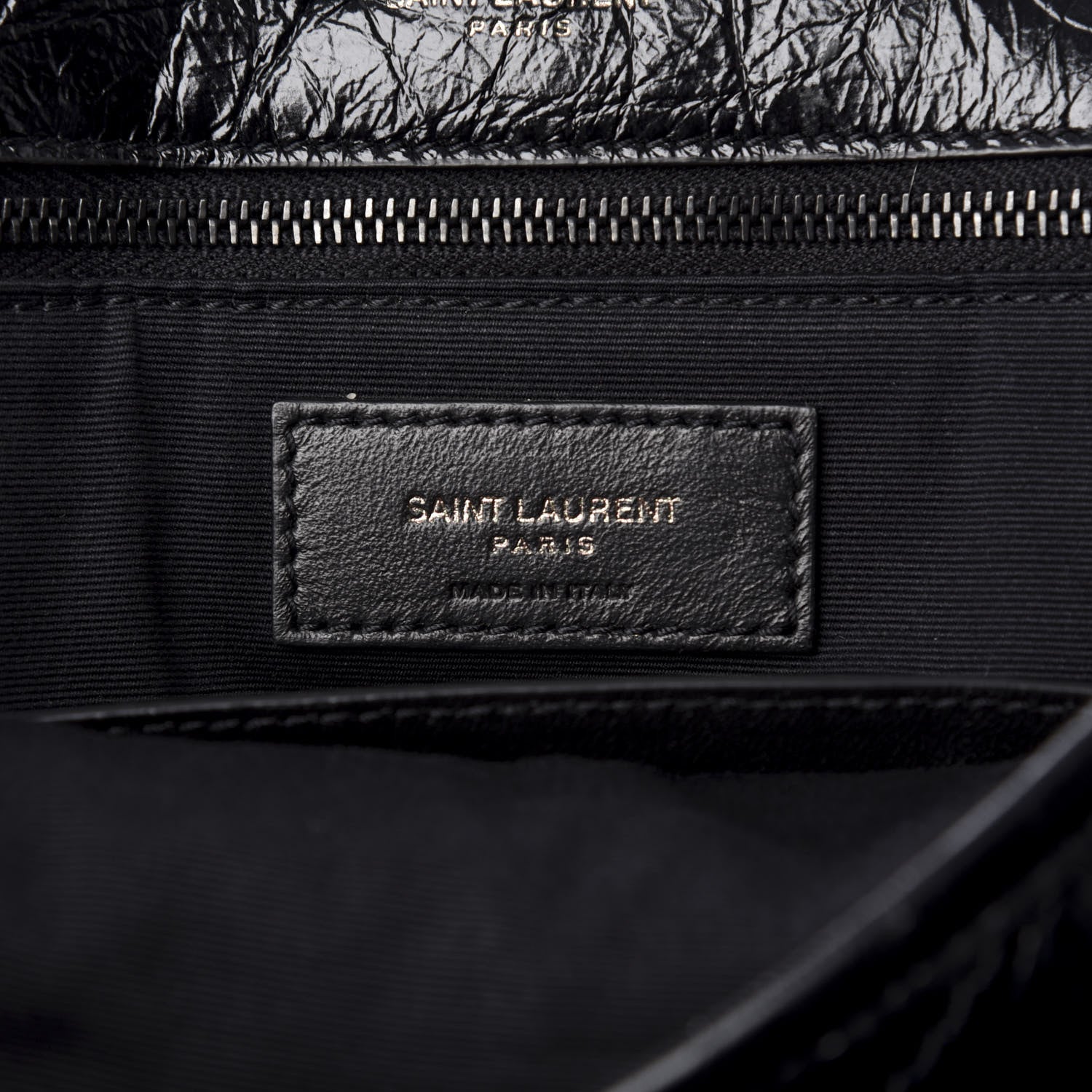 Saint Laurent Crinkled Calfskin Matelasse Monogram Large Niki Chain Satchel Black 6 of 9
