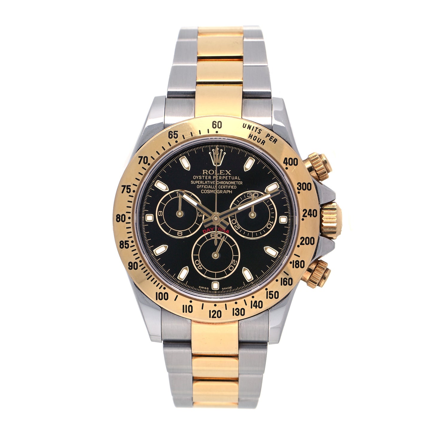 Stainless Steel 18K Yellow Gold 40mm Oyster Perpetual Cosmograph Daytona Watch Black 116523