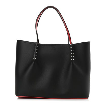 Christian Louboutin Calfskin Spiked Large Cabarock Shopper Tote Black 1 of 9