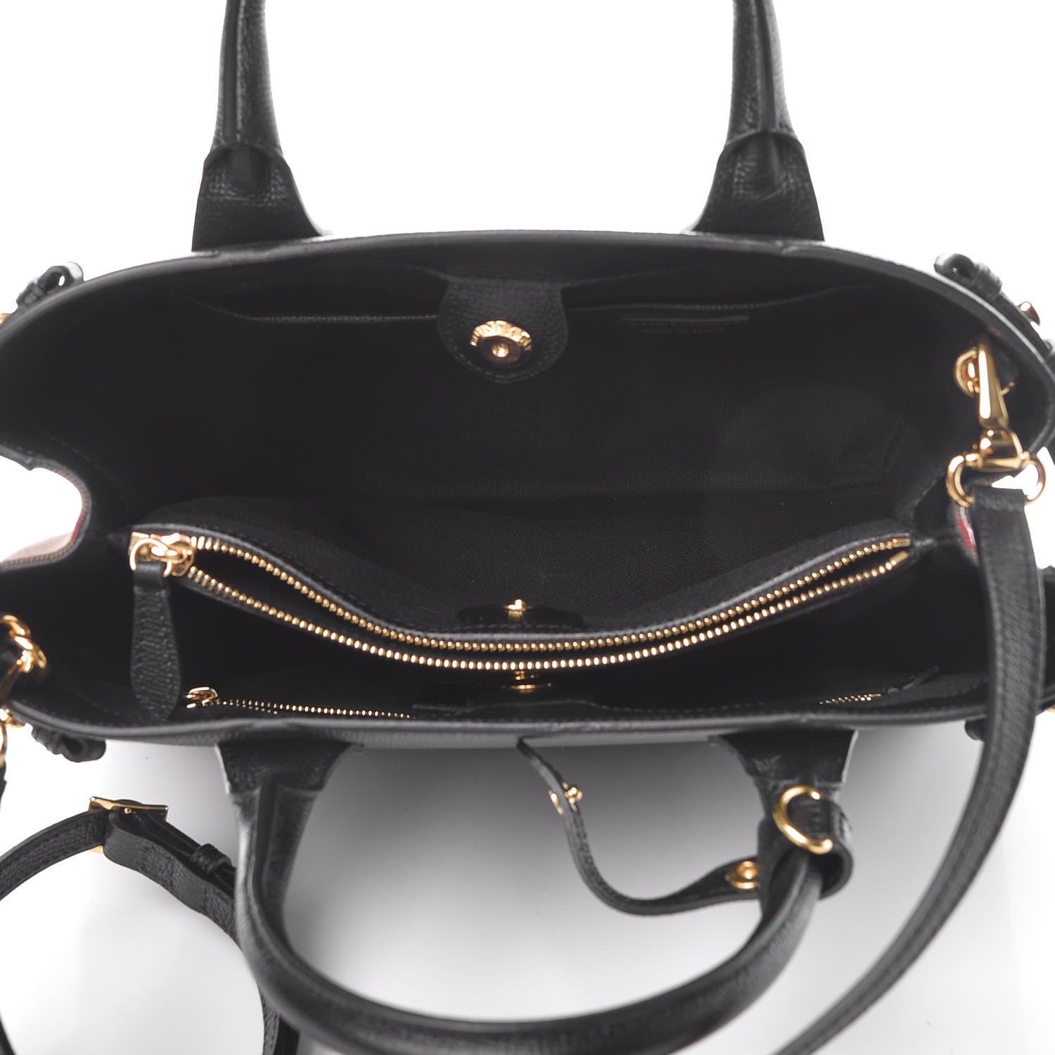 Burberry Grainy Calfskin House Check Medium Banner Tote Black 6 of 22