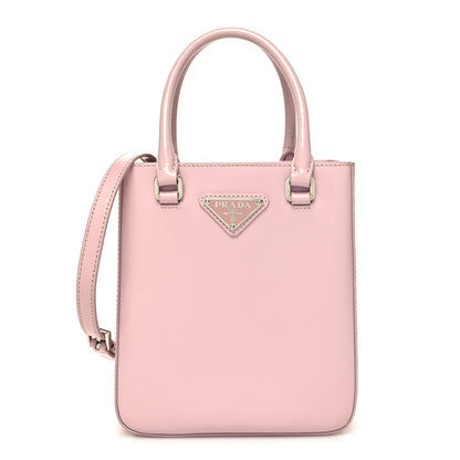 Prada Spazzolato Triangle Small Double Handle Crossbody Tote Alabastro 1 of 9
