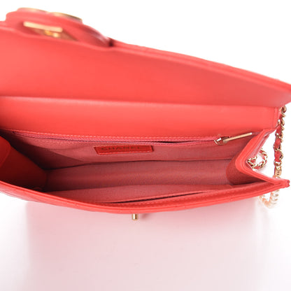 Chanel Lambskin Quilted Large Pearl Chain Flap Bag Red 5 of 12