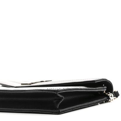 Saint Laurent Grain De Poudre Matelasse Chevron Monogram Envelope Chain Wallet Black 10 of 10