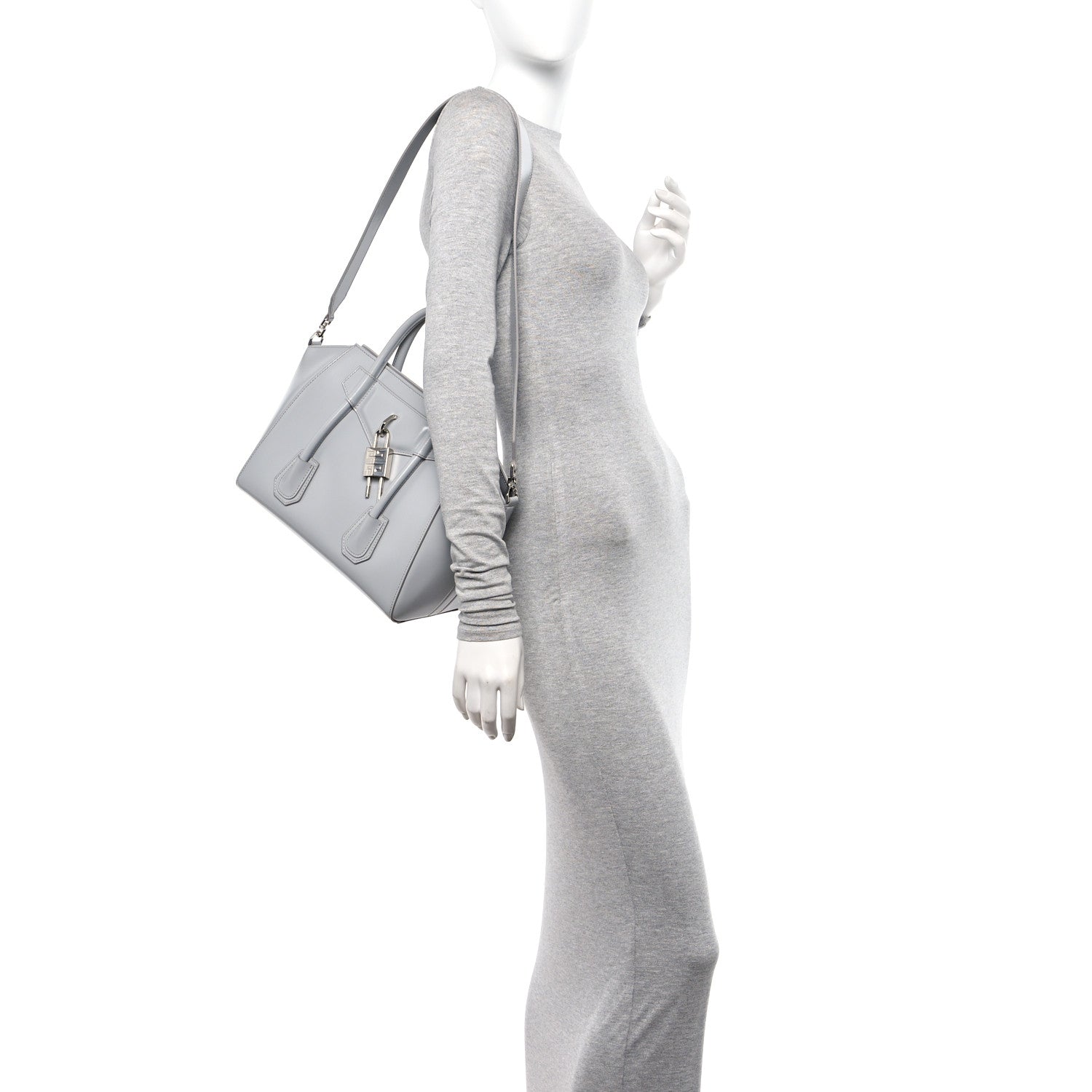 Givenchy Box Calfskin Small Lock Antigona Shoulder Bag Light Grey 2 of 10