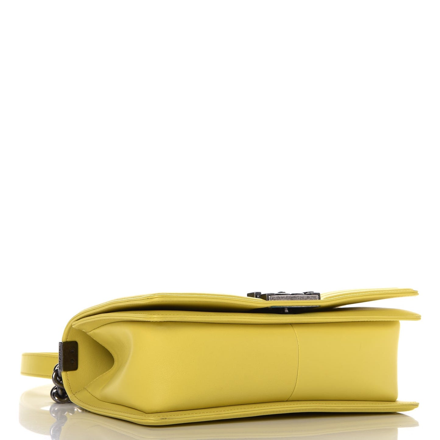 Calfskin Chevron Quilted Medium Boy Flap Yellow