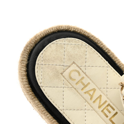 Chanel Lambskin Chain CC Thong Espadrille Sandals 36 White 10 of 11