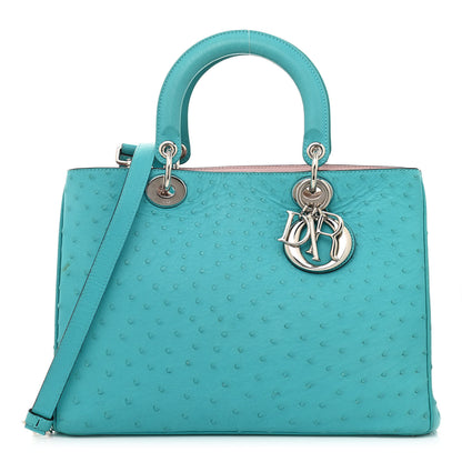 Christian Dior Ostrich Medium Diorissimo Tote Turquoise 3 of 13