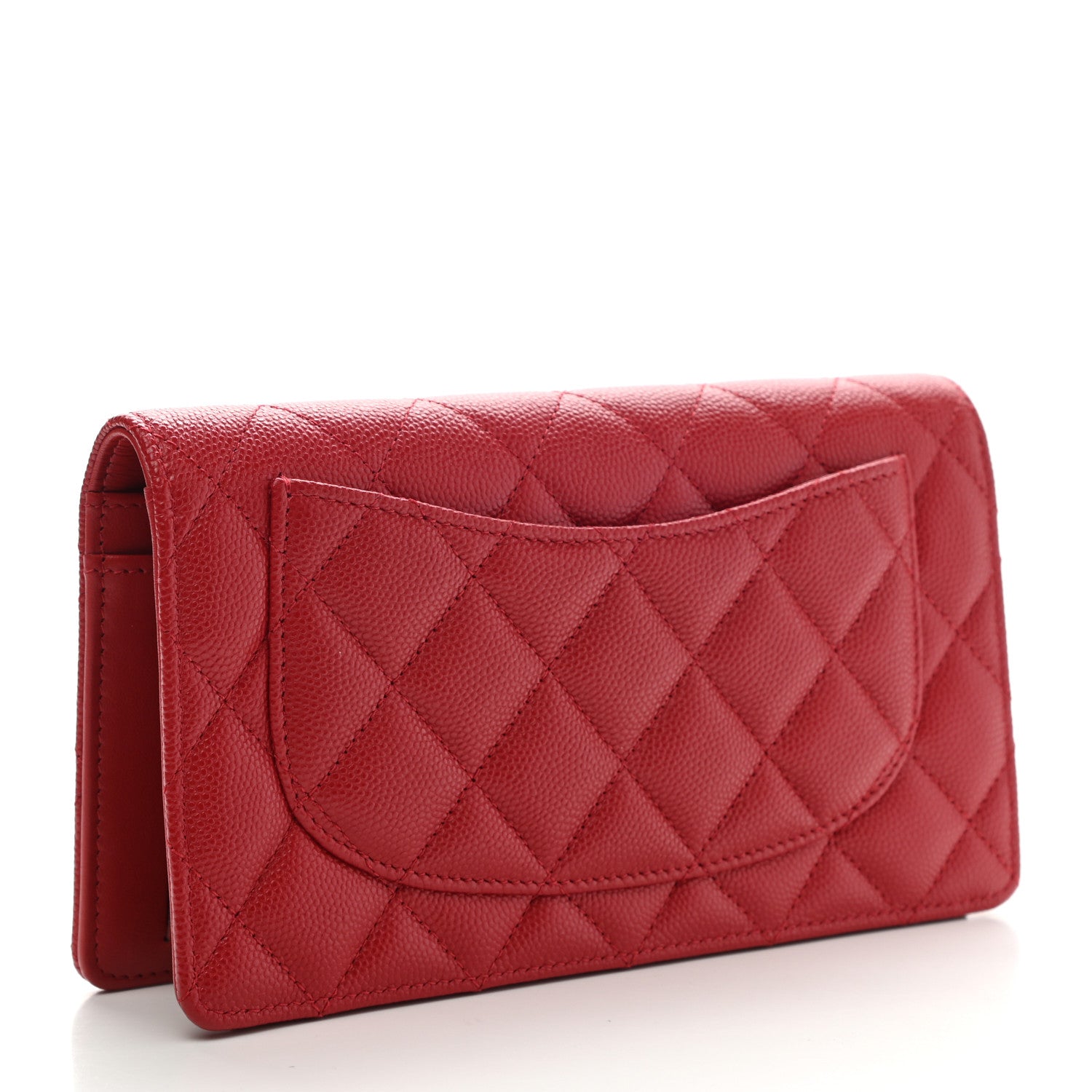Chanel Caviar Quilted Yen Wallet Dark Red 3 of 9